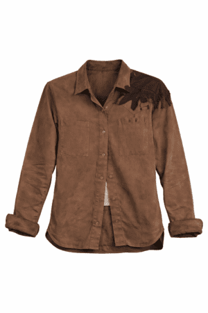 Nicole Raven (Annabelle Wallis) Mutiny 2026 Brown Leather Shacket