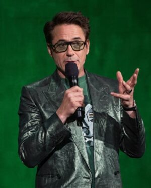 Doomsday 2026: RDJ CinemaCon Green Treated Leather Suit