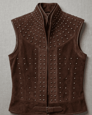 Prince Vlad Dracula Untold Brown Suede Studded Vest