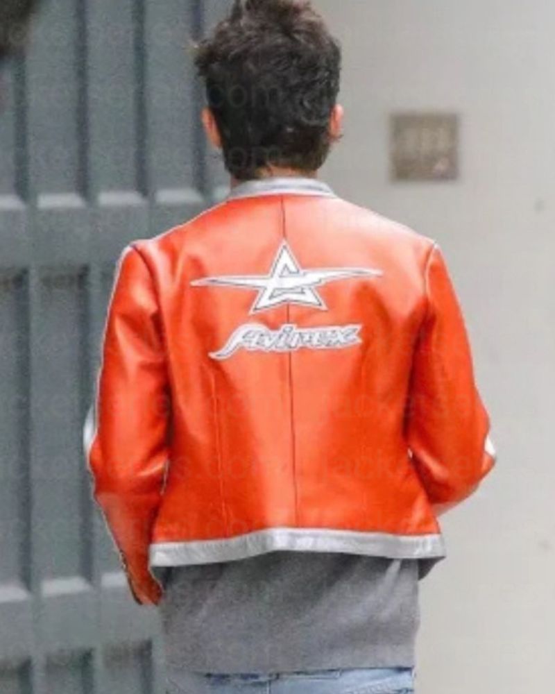 NYC Timothée Orange Leather Jacket - Image 2