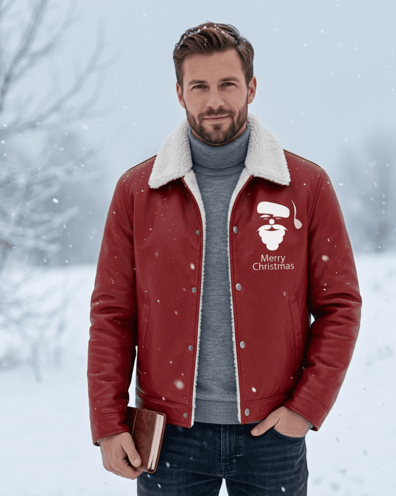 Christmas Party 2026 Gifted Men Red Leather Jacket - Image 3