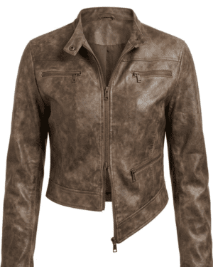Carlacia Grant (Cleo) Outer Bank S05 Brown Real Leather Jacket