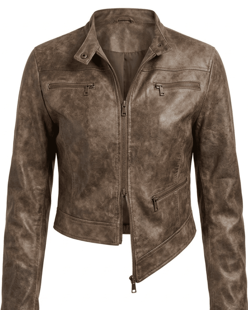 Carlacia Grant (Cleo) Outer Bank S05 Brown Real Leather Jacket