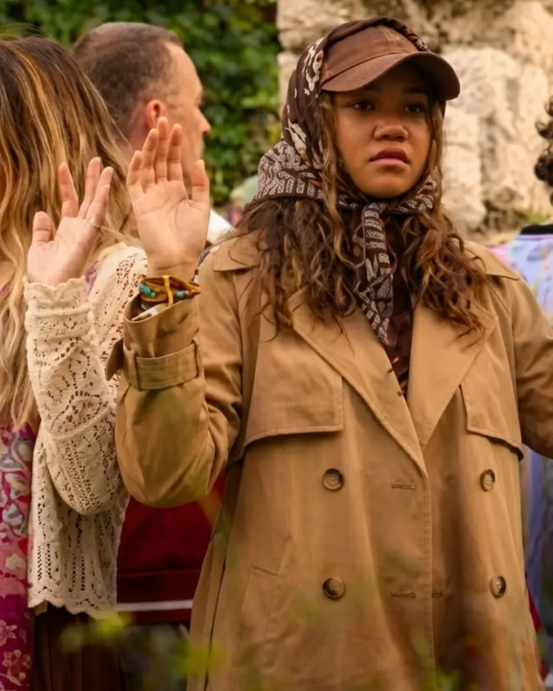 Madison Bailey Outer Bank S05 Camel Tan Cotton Coat - Image 3