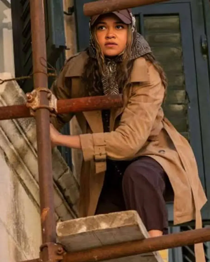 Madison Bailey Outer Bank S05 Camel Tan Cotton Coat - Image 2
