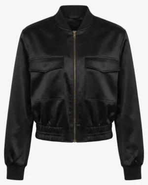 Anna Sawai 2026 How To Rob A Bank Promo Black Satin Jacket