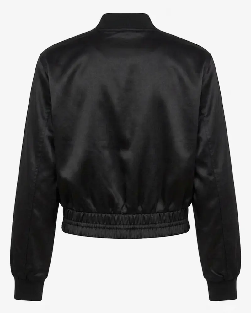 Anna Sawai 2026 How To Rob A Bank Promo Black Satin Jacket - Image 2