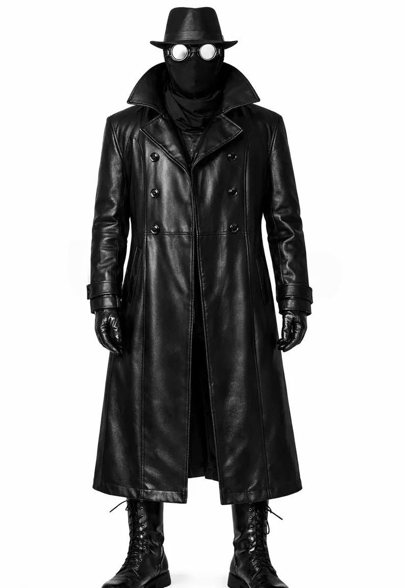Spider-Noir Leather Trench Coat Cage Cosplay Outfit For Men - Image 3