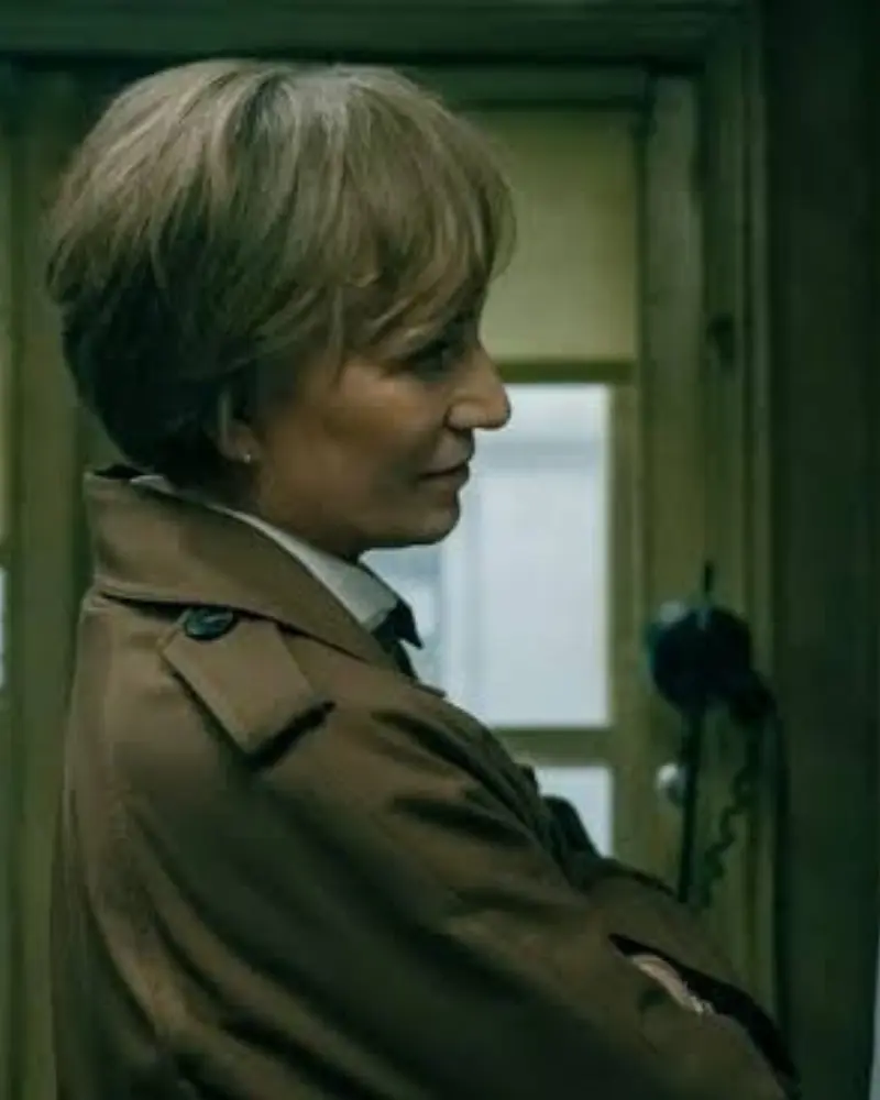Kristin Scott Thomas SlowHorses S06 2026 Cotton Long Coat - Image 3