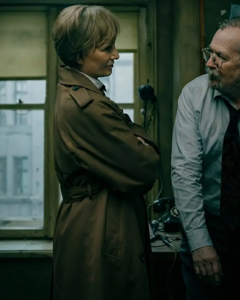 Kristin Scott Thomas SlowHorses S06 2026 Cotton Long Coat - Image 2