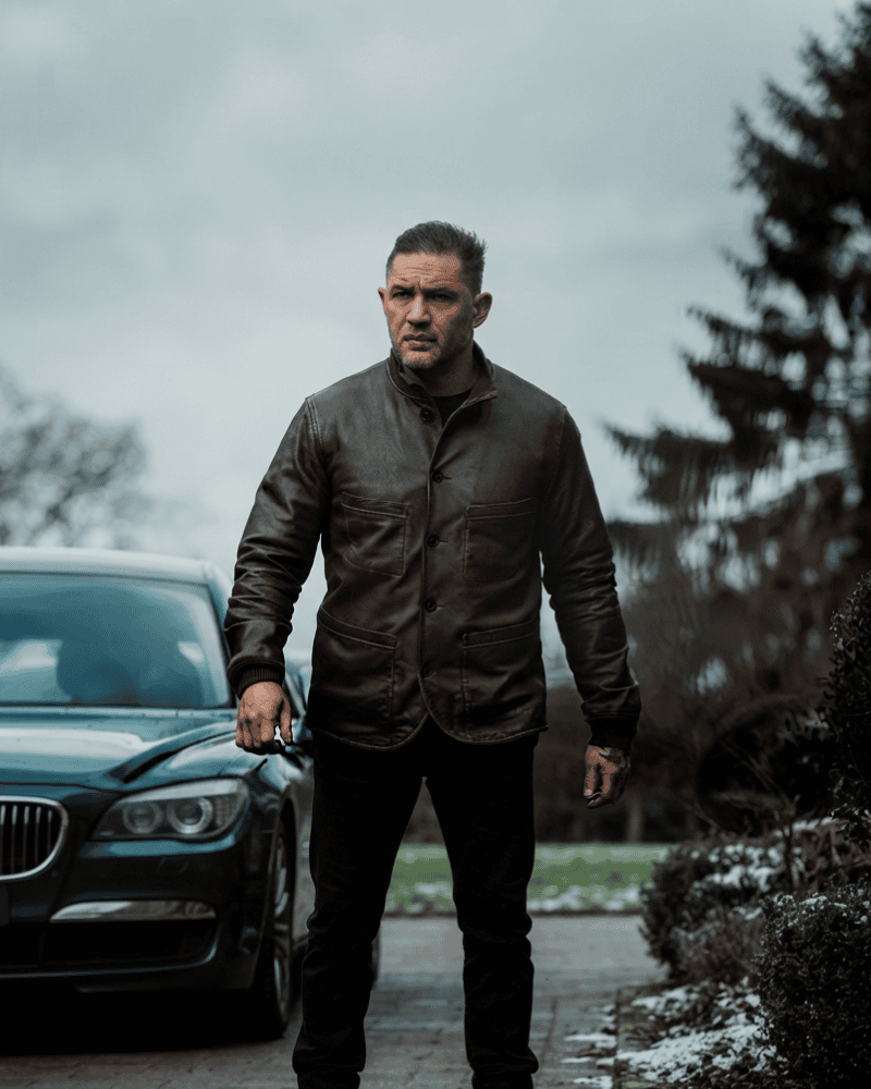 Tom Hardy MobLand S02 2026 Warm Brown Leather Jacket - Image 5
