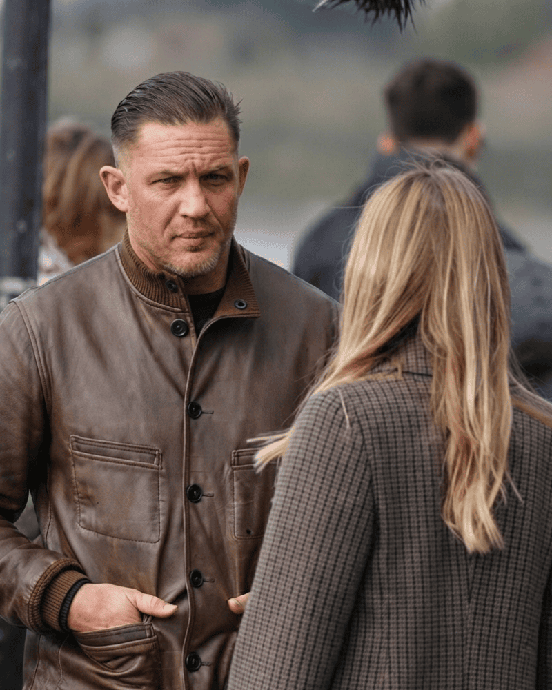 Tom Hardy MobLand S02 2026 Warm Brown Leather Jacket - Image 3