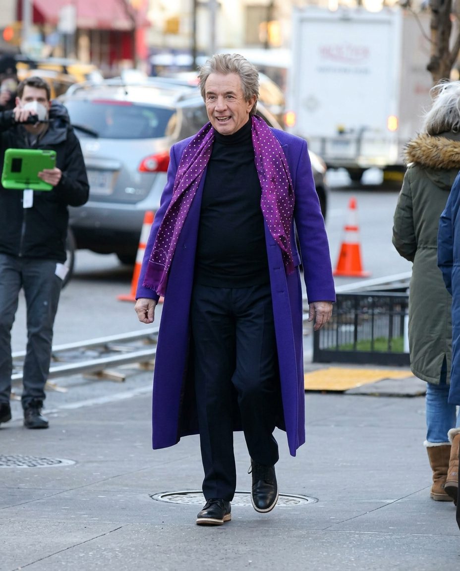 Oliver Putnam (Martin Short) Only Murders In The Building S06 Purple Wool Coat - Image 2