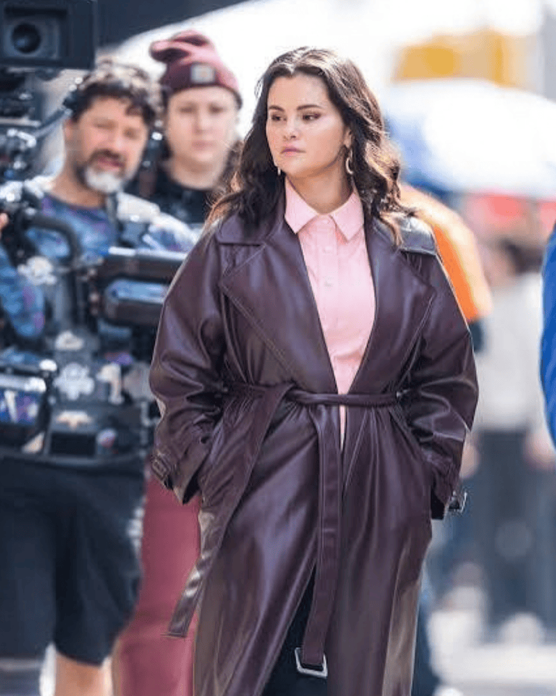 Mable Mora (Selena Gomes) Only Murders in the Building S06 Burgundy Leather Trench Coat